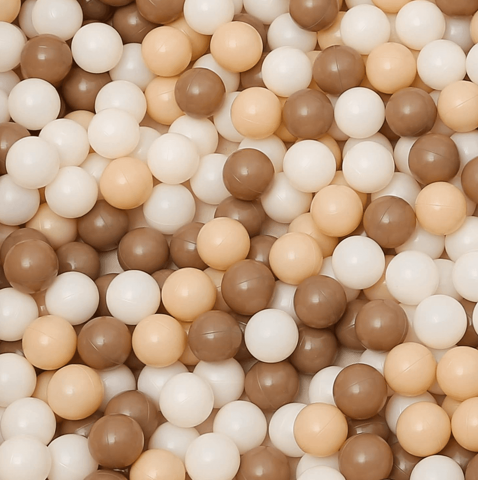 80mm Crush-Proof Play Pit Balls: Chocolate & Neutral Beige Mix (500-Ball Crate)