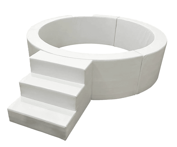 Elegant Round Ball Pit: Minimalist White (6 ft × 6 ft with Stairs)