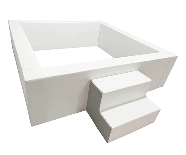 Square Soft Play Ball Pit: White with Stairs (6 ft × 6 ft)